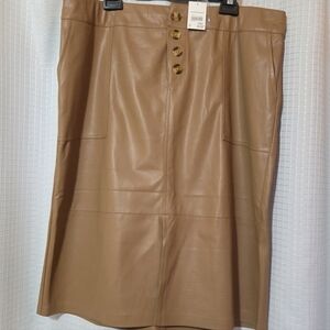 Cato NWT Tan Faux Leather Modest Skirt size XL Buttery Soft